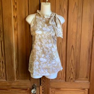Floral Cream and Gold Bow Blouse